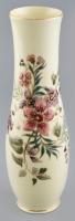 Zsolnay virágmintás váza, kézzel festett, jelzett, mázrepedésekkel, m: 25,5 cm