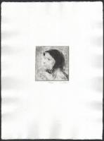 Szász Endre (1926-2003): Női portré. Rézkarc, merített vízjeles papír, jelzett, számozott (81/100). 10×9,5 cm