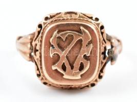 Arany (14k/Au) monogramos pecsétgyűrű, jelzett, nettó: 5,67g, m: 62