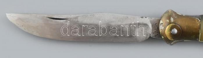 Válik bicska, zsebkés, jelzett, réz és szaru nyéllel, bőr tokkal, akasztóval, h: 24 cm