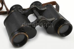 cca 1915 Carl Zeiss Marineglas 6x I. világháborús katonai távcső, sárga színszűrővel, eredeti bőr to...