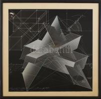 Jelzés nélkül: Geometrikus alakzatok. Ofszet, papír, üvegezett fakeretben, 40×40 cm