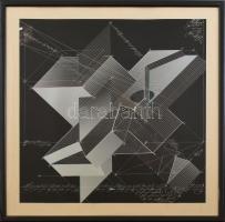 Jelzés nélkül: Geometrikus kép. Ofszet, papír, üvegezett fakeretben, 40×40 cm