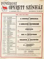 1986 Fővárosi Operettszínház május havi műsorának plakátja, feltekerve, apró szakadásokkal, 70x49,5 cm