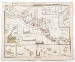 1850 Közép-Amerika rézmetszetű térképe. Színezett rézmetszet. / Engraved map of Central America 45x37 cm