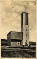 1938 Tornalja, Tornallya, Safárikovo, Tornala; Ev. aug. vyzn. kostol / Evangélikus templom / Lutheran church, automobile (fa)