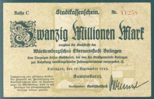 Német Birodalom/Weimari Köztársaság/Balingen 1923.9.19. 20.000.000M T:II/III