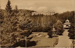 1952 Tátralomnic, Tatranská Lomnica (Magas-Tátra, Vysoké Tatry); Grand Hotel Praha szálloda / hotel, park (kis szakadás / small tear)