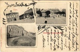 1909 Esztergom, Kir. posta és távirda hivatal, utca, tér. Grószner E. kiadása, Art Nouveau