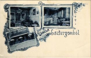 Esztergom, Központi kávéház, belső. Koch D. fényképész, Art Nouveau, floral. Neubauer János kiadása (fl)