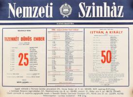 1986 Várszínház május-június havi műsorának plakátja, feltekerve, 56x41,5 cm