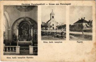 1914 Pornóapáti (Szombathely), Római katolikus templom és főoltára, belső, paplak (Rb)