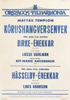 1986 Országos Filharmónia, Mátyás templom kórushangversenyek, plakát, feltekerve, kis szakadással, 69,5x49,5 cm