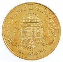 DN "Történelmi aranypénzek - Ferenc József 100 Korona 1908" aranyozott Cu-Ni utánveret &qu...