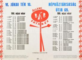 1986 Állami Bábszínház májusi műsorának plakátja, feltekerve, 58,5x41 cm