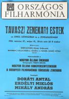 1986 Országos Filharmónia, tavaszi zenekari estek az Erkel Színházban és a Zeneakadémián, plakát, feltekerve, 63x43 cm