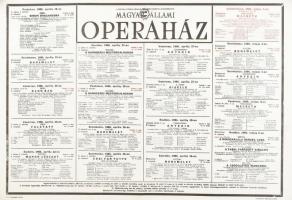 1986 Magyar Állami Operaház április-májusi műsorának plakátja, feltekerve, 59,5x41,5 cm