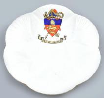 Angol Püspöki címeres teáscsésze, kézzel festett jelzett, kopásokkal, m: 6 cm