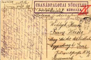 1915 Csanádpalota, Római katolikus templom a Nagy utcával, kút + "Csanádpalotai Nőegylet kórház...