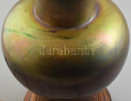 Zsolnay eozin / labrador mázas lámpa. cca 1930. Hibátlan. m: 34-68 cm