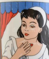 2 db Zsolnay mese figurás bögrék. Matricás, jelzett, kopással, m: 9,5 cm