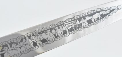 Vadnyugati dísztőr, jelenetes pengével, ezüstözött fém, h: 32 cm
