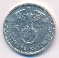 Német Harmadik Birodalom 1939D 5M Ag "Hindenburg" T:1- ph. German Third Reich 1939D 5 Mark...