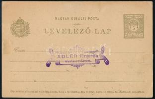 cca 1910 Adler fényirdájának bélyegzője egy levelezőlapon