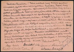 Trócsányi Zoltán (1886-1971) nyelvész által írt tábori postai levelezőlap, Szemző Piroska és mások a...