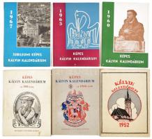 6 db Képes Kálvin kalendárium (1952., 1958., 1959., 1960., 1965., 1967.). Református Egyetemes Konvent. Kiadói papírkötésben.