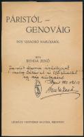 Benda Jenő (1882-1944) író, újságíró dedikációja Jaschik Álmosné részére kiszedett könyvcímlapon