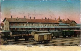 1911 Celldömölk, vasútállomás vagonok, vonatok (r)