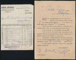 cca 1930-1950 4 db fejléces számla villamossági és rádió üzletekből (közte kettő hátoldalán reklámma...