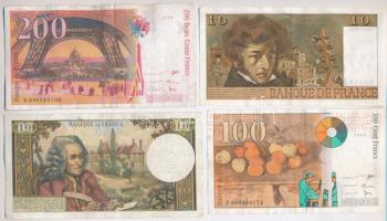 Franciaország 1970. 10Fr + 1974. 10Fr + 1998. 100Fr + 1996. 200Fr T:II-,III tűlyukak
France 1970. 1...