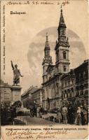 1902 Budapest V. Petőfi szobor és görög templom, Rosmayer Ferenc, Ilits Testvérek és Totis Lajos üzlete. Ganz Antal 53. (EK)
