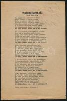 1918 Várnai Zseni Katonafiamnak című versének egyleveles nyomtatvány kiadása