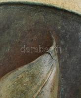 Kun Éva (1948-): 2 db fali kaspó. Raku kerámia, kézzel festett, jelzett, apró kopásnyomokkkal, m:29,...