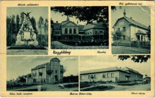 1943 Budapest XXII. Nagytétény, Hősök emlékműve, Római katolikus templom, Elemi iskola, Baross Gábor telep, kastély, Református gyülekezeti ház (EB)