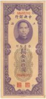 Kína / Shanghai 1930. 50CGU T:II hajtatlan, fo., sarokhajlások China / Shanghai 1930. 50 Customs Gold Units C:XF unfolded, spotted, folded corners