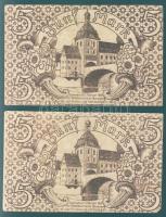 Német Birodalom/Weimari Köztársaság/Bamberg 1918. 5M fekete sorszámmal (2x) T:III