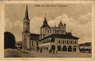 1914 Lőcse, Levoca; Római katolikus templom és városháza. Singer kiadása / Catholic church and town hall (ázott / wet damage)