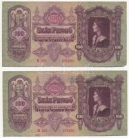 1930. 100P (2x, sorszámkövető E 165 075880 - E 165 075881) T:II fo. Adamo P17