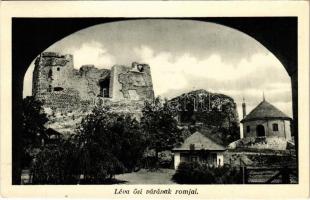 1939 Léva, Levice; várrom. Foto Hajdu / Levicky hrad / castle ruins + "A Szent Jobb Országjárása 1939. IV. 30. LÉVA" So. Stpl. (EK)