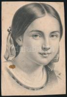Jelzés nélkül: Kislány portré XIX. sz. közepe. ceruza, papír. 13x18 cm