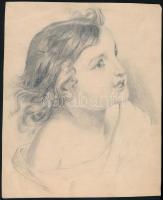 Siegneth Anna: Kislány portré XIX. sz. közepe. ceruza, papír. 24x20 cm