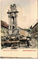 Selmecbánya, Banská Stiavnica; Szentháromság szobor, Lipták Károly üzlete. Joerges kiadása / Trinity statue, shop