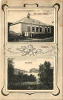 1911 Szukó, Sukov; Görög katolikus iskola, Parókia. Divald Károly fia / Greek Catholic school, parish, Art Nouveau (EK)
