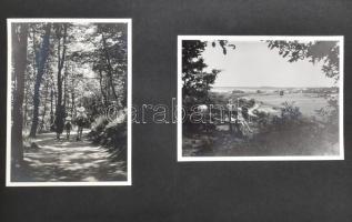 cca 1930-1950 Kőszeg és környéke, 101 db albumba ragasztott vegyes méretű fotó és képeslap, teljes, ...