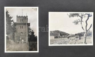 cca 1930-1950 Kőszeg és környéke, 101 db albumba ragasztott vegyes méretű fotó és képeslap, teljes, ...