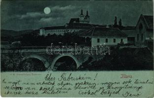 1901 Illava, Illau, Ilava; híd este. Gansel Lipót 57 M. / bridge at night (EK)